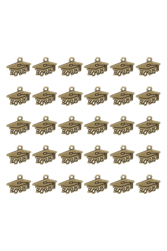 60 Pcs Metal Year Number Charm, 2026 Graduation Tassel Year Charms for Bracelets Earrings Graduate Hats Tassel DIY Crafting, Blue