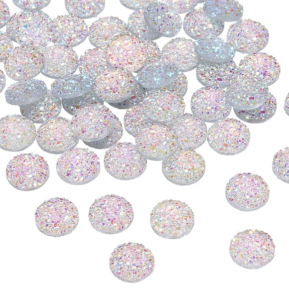 Uxcell 60 Pcs Rhinestone Flat Back Faux Druzy Crystal Diamonds Resin Embellishments Trims Beads for Jewelry Making Crafts, Bright White