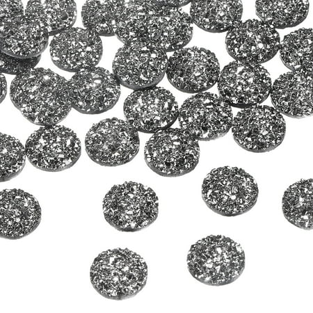 Uxcell 60 Pcs Rhinestone Flat Back Faux Druzy Crystal Diamonds Resin Embellishments Trims Beads for Jewelry Making Crafts, Gray