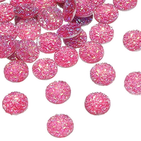 Uxcell 60 Pcs Rhinestone Flat Back Faux Druzy Crystal Diamonds Resin Embellishments Trims Beads for Jewelry Making Crafts, Peach Red