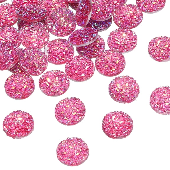 Uxcell 60 Pcs Rhinestone Flat Back Faux Druzy Crystal Diamonds Resin Embellishments Trims Beads for Jewelry Making Crafts, Peach Red