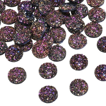 60 Pcs Rhinestone Flatback Embellishments Faux Druzy Crystal Diamonds Round Resin Trims Beads Gem for Jewelry Making Pendant DIY Crafts Accessories Rose Golden
