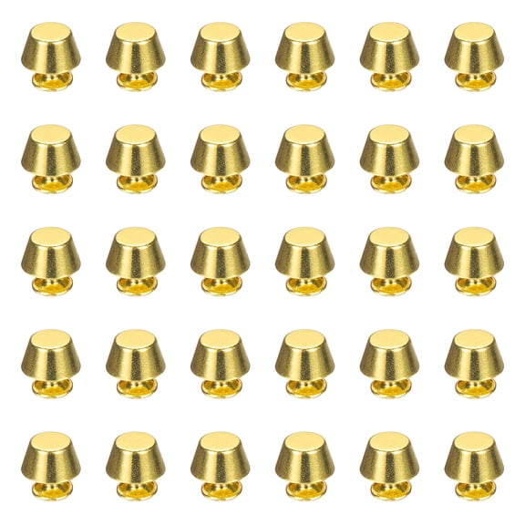 Uxcell 60 Pcs Screw Back Rivets 12mm Feet Flat Head Metal Studs, Bright Gold
