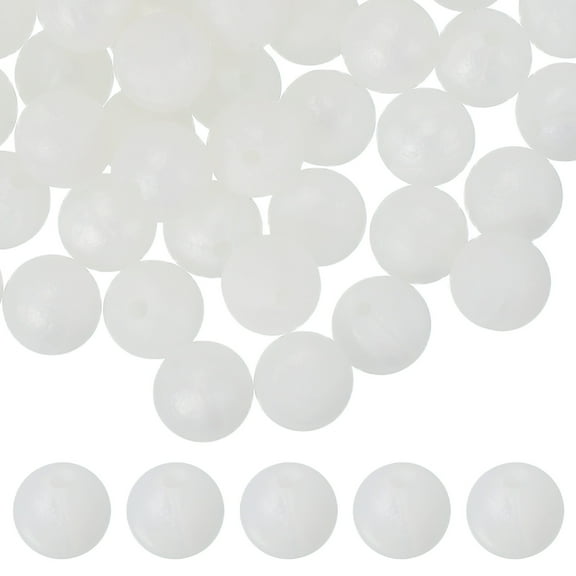 Uxcell 60 Pcs Silicone Beads, 9mm Round Focal Beads Candy Color Bulk Loose Bead for Keychain Bracelet Necklace Pens Making DIY Crafts Supplies, Bright White