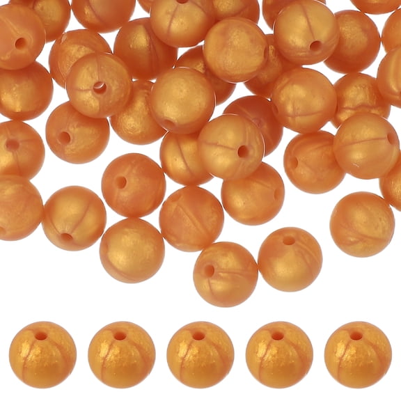 Uxcell 60 Pcs Silicone Beads, 9mm Round Focal Beads Candy Color Bulk Loose Bead for Keychain Bracelet Necklace Pens Making DIY Crafts Supplies, Gold