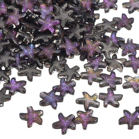 Uxcell 60 Pcs Starfish Beads, Ocean Starfish Sea Animal Beads Bracelet Necklace Earring Making Supplies, Black Purple