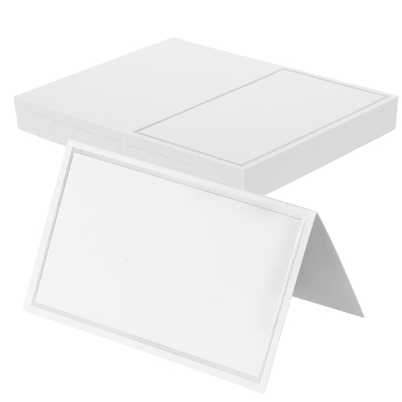 Uxcell 60 Pcs Table Seat Name Tent Place Cards with 4.08" x 3.36" Blank for Wedding, Table Setting, Dinner Parties, Festivals, White Silver Line Frame