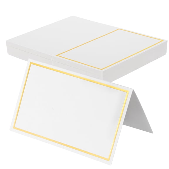 Uxcell 60 Pcs Table Seat Name Tent Place Cards with 4.08" x 3.36" Blank for Wedding, Table Setting, Dinner Parties, Festivals, White Gold Line Frame