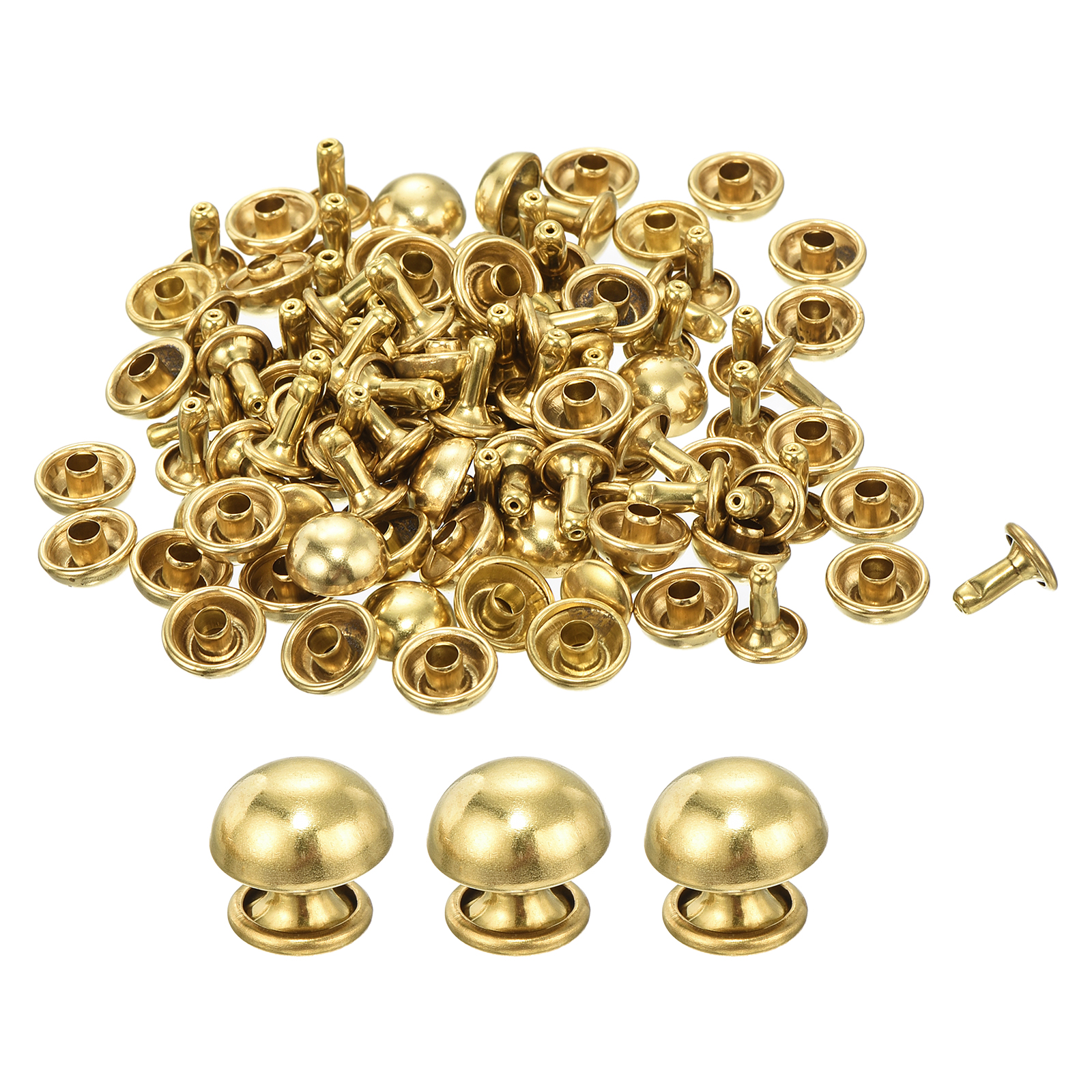 Turn Button Rivet Uxcell 60 Set Round Studs Rivet, 10x8mm Brass Mushroom Shape Leather ...
