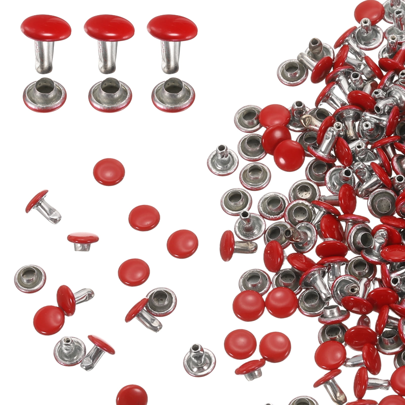 Red Rivet Uxcell 60 Sets Double Cap Leather Rivets 6x6mm for Fabric Belt and ...