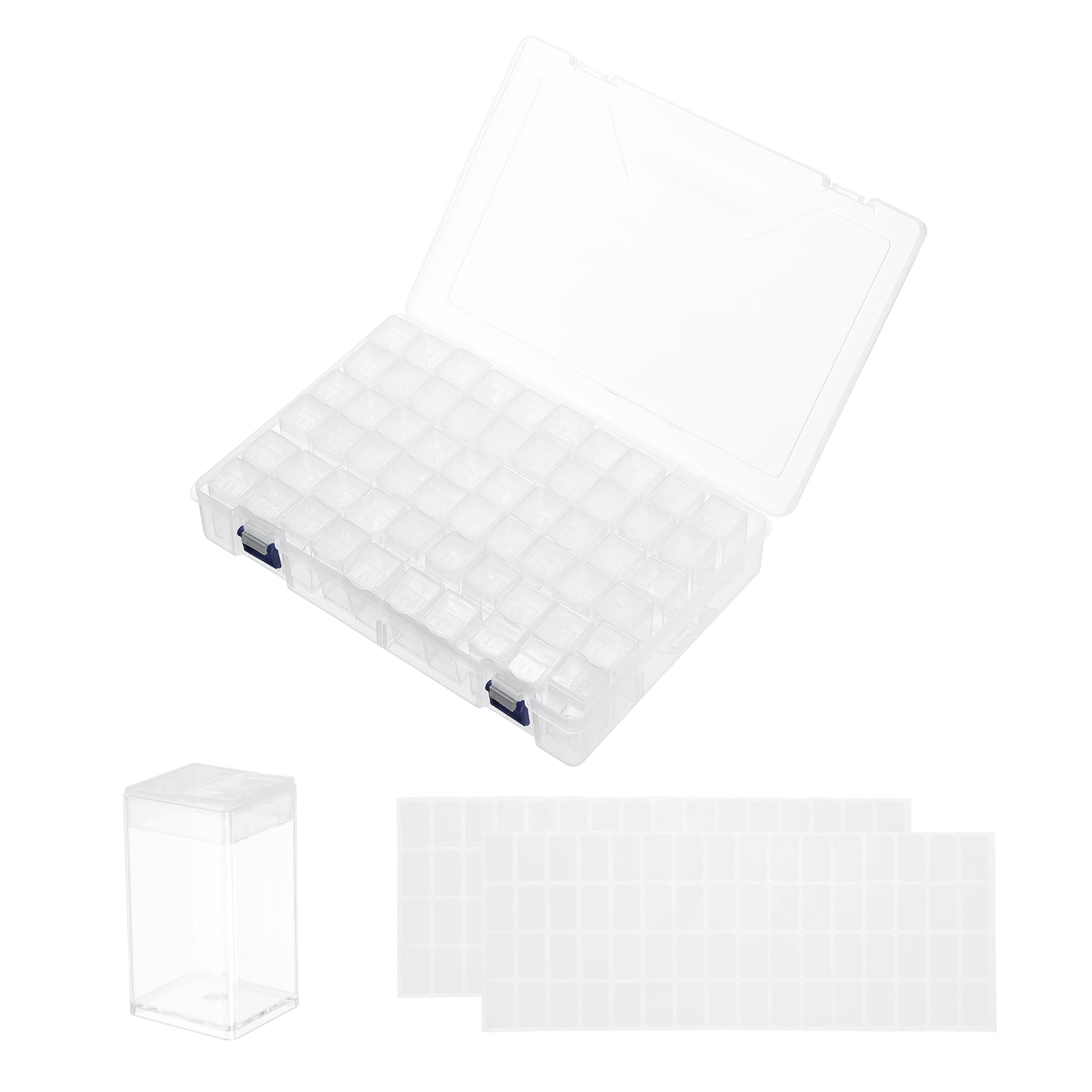 Uxcell 60 Slots Diamond Art Storage Containers, Clear Plastic Diamond Art Painting Beads Organizer Case Accessories with Labels for Jewelry Nail Crafts Rhinestones, 11.6x7.7x2.3inch
