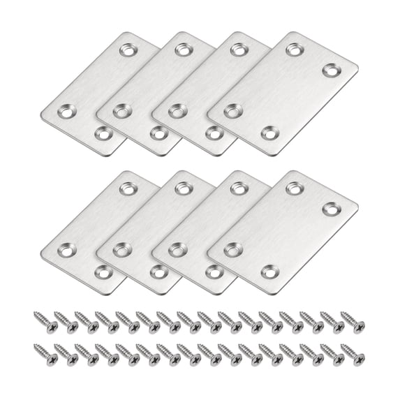 Uxcell 60 x 38 x 1.5mm Stainless Steel Flat Straight Brace Repair Plate 8 Pcs
