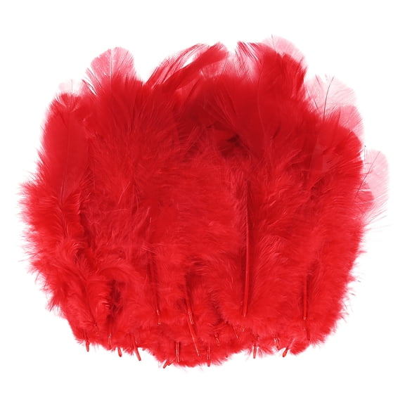 Uxcell 600-Pack Feathers for Crafting, Red 1.57-3.15 Inch Natural Fluffy Feathers Plume for Wedding Decorations Feathers