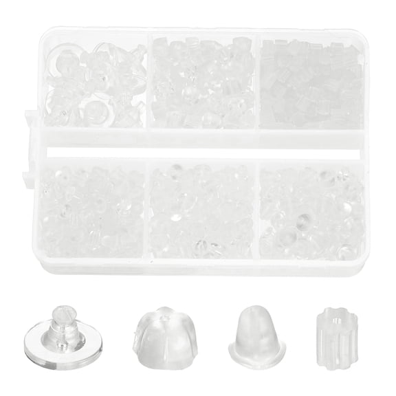Uxcell 600 Pcs Earring Backs, Taper/Octagon/Disc/Plum Blossom Earring Backs Replacements Secure Hypoallergenic Stud Stoppers for DIY Jewelry Stud Post Earring, Transparent