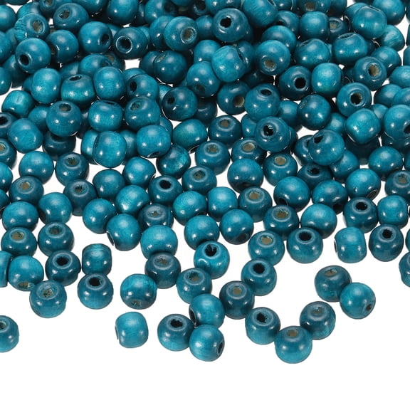 Uxcell 600 Pcs Natural Wooden Beads for Crafts Jewelry, Blue (10 x 9mm, 4mm Hole)