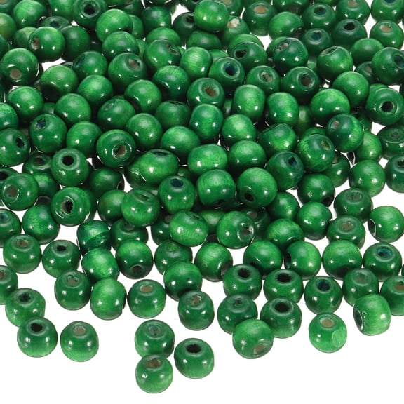 Uxcell 600 Pcs Natural Wooden Beads for Crafts Jewelry, Green (10 x 9mm, 4mm Hole)