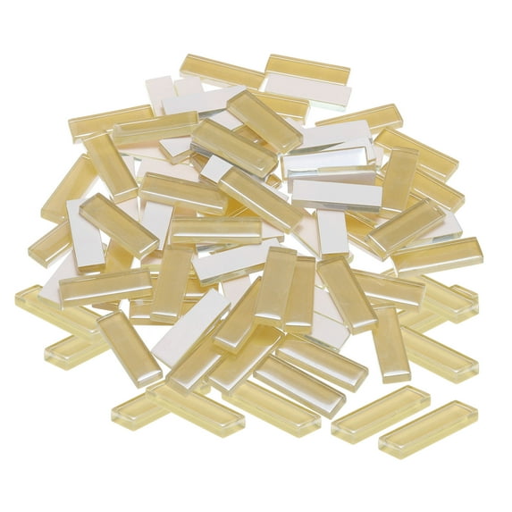 Uxcell 600g Stained Glass Mosaic Strips 1.2" Light Brown Crystal Glass Mosaic Tiles 3 Set