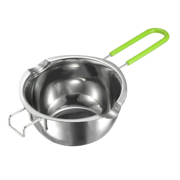 Uxcell 600ml 304 Stainless Steel Double Boiler Pot with Green Heat Resistant Handle