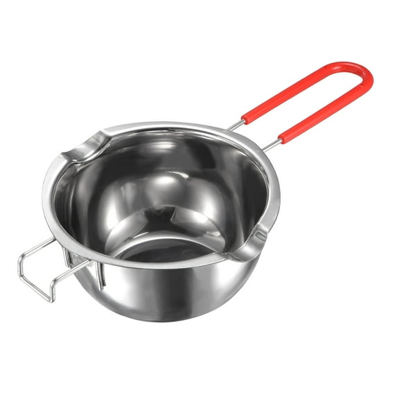 Uxcell 600ml 304 Stainless Steel Double Boiler Pot with Red Heat Resistant Handle
