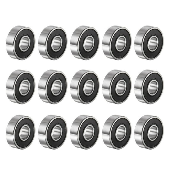 Uxcell 607-2RS Deep Groove Ball Bearings 7x19x6mm Chrome Steel ABEC1 Z2 15 Pack
