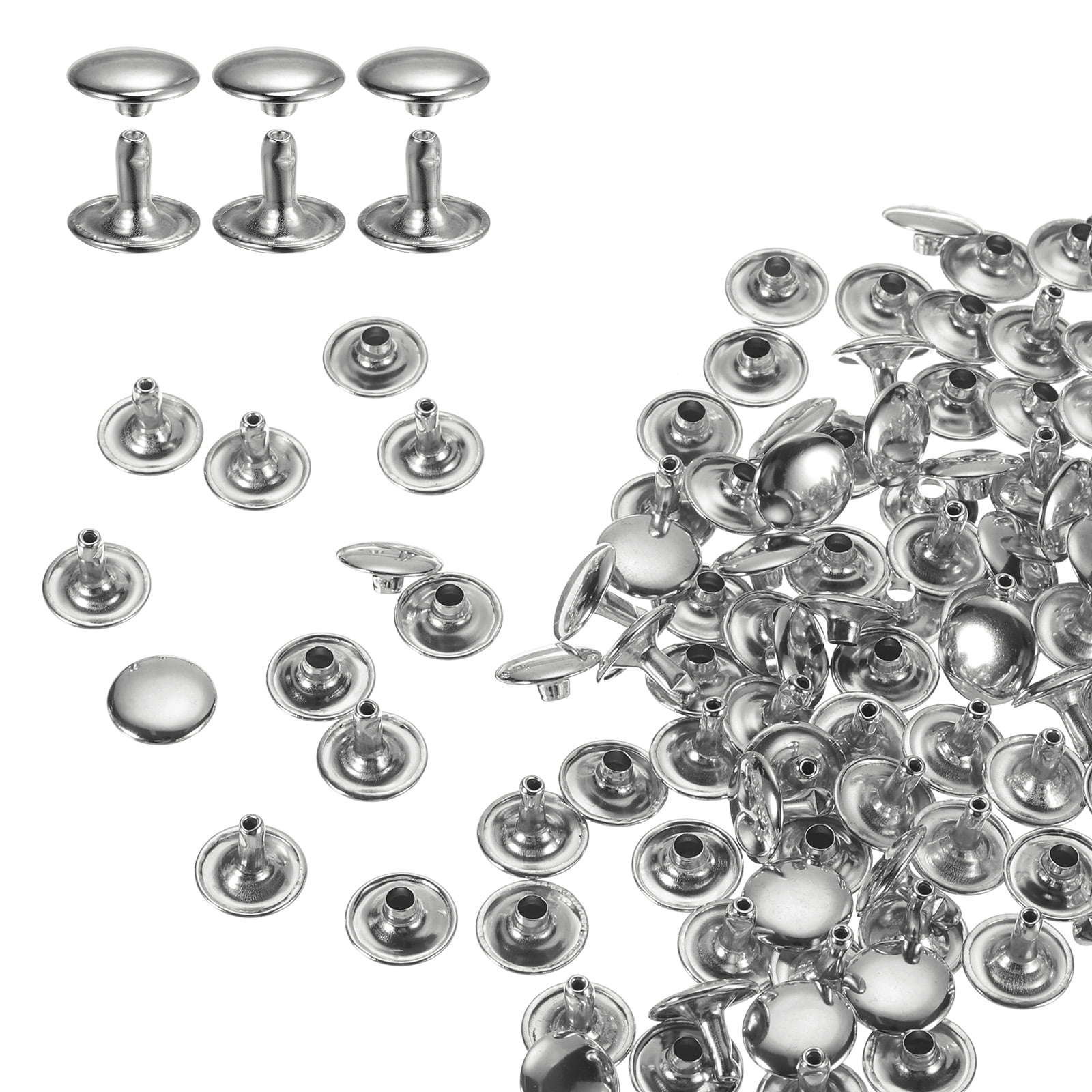 Uxcell 60Pack Double Cap Leather Rivet, 12x10mm Round Cap Tubular Metal ...