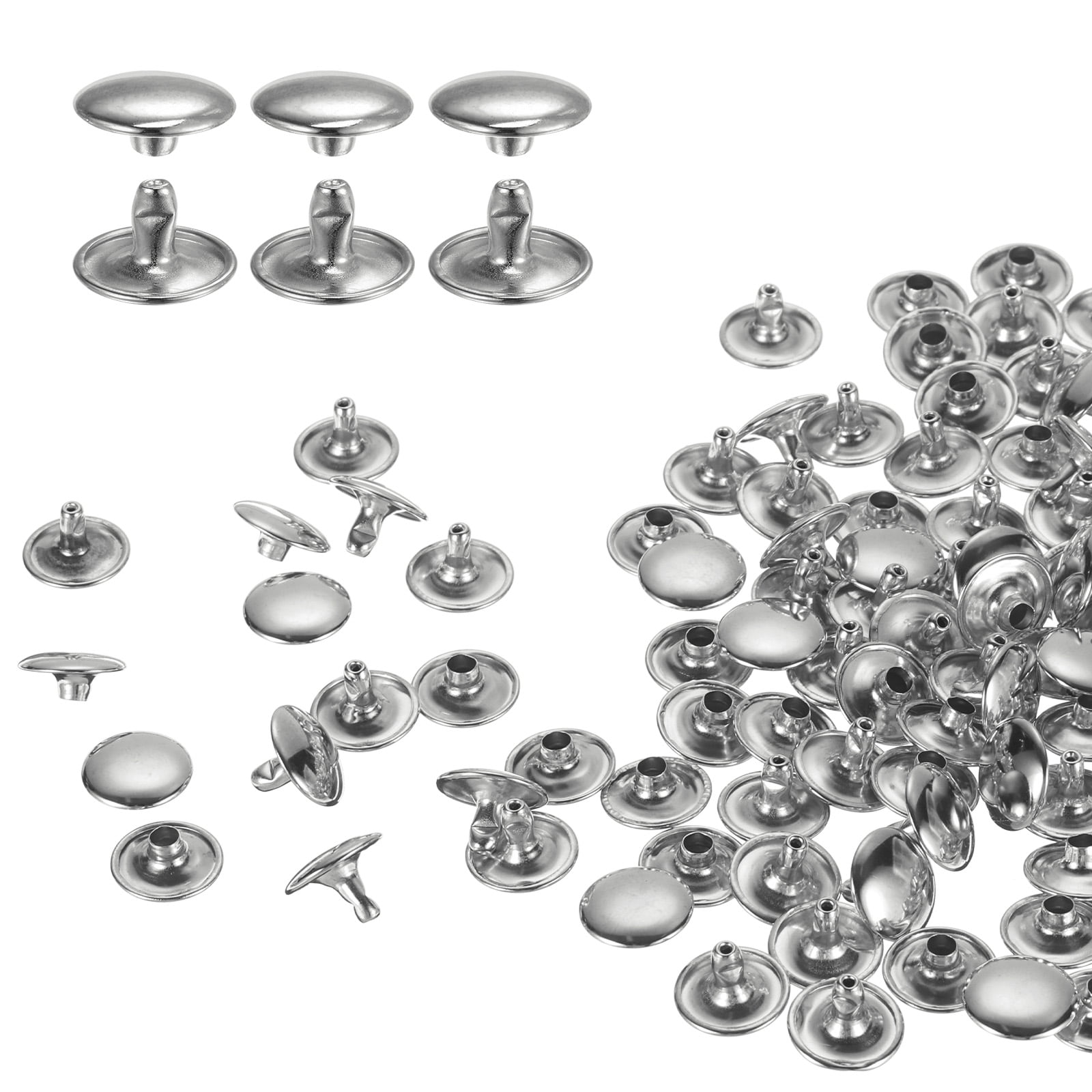 Uxcell 60Pack Double Cap Leather Rivet, 12x8mm Round Cap Tubular Metal ...
