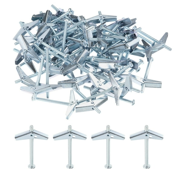 Uxcell 60Pack Spring Toggle Bolt Anchors, 3/16"x3" Butterfly Anchors Carbon Steel Round Head Toggle Bolt
