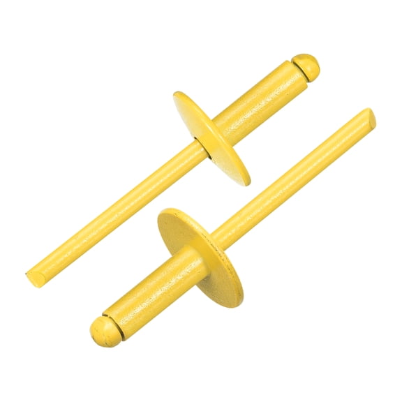 Uxcell 60Pcs 3/16"x1/2" Aluminum Blind Rivets, Large Flange Rivets Fasteners, Yellow