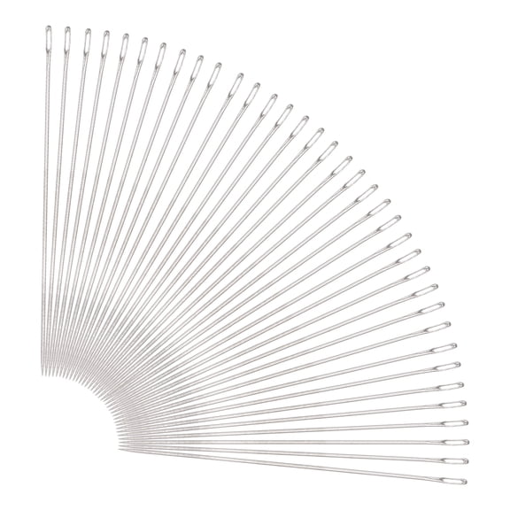 Uxcell 60Pcs Beading Needles Fine Thin Long Straight Sewing Embroidery Threads Stainless Steel 1.26 inch