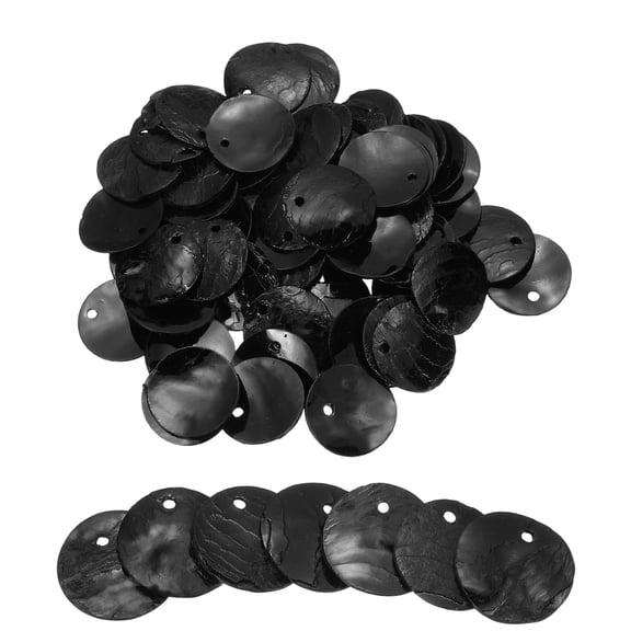 Uxcell 60Pcs Capiz Shells 1.5cm/0.6" Round Natural Shells with 2 Holes for DIY Craft Decoration, Black