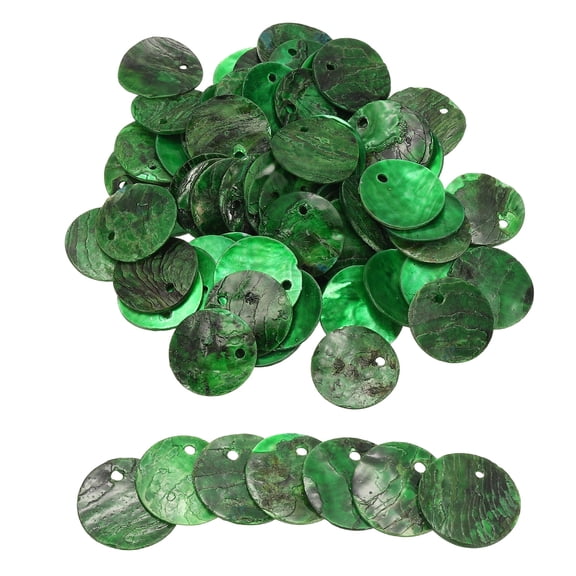 Uxcell 60Pcs Capiz Shells 1.5cm/0.6" Round Natural Shells with 2 Holes for DIY Craft Decoration, Grass Green