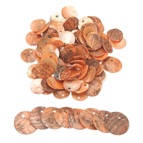 Uxcell 60Pcs Capiz Shells 1.5cm/0.6" Round Natural Shells with 2 Holes for DIY Craft Decoration, Light Orange