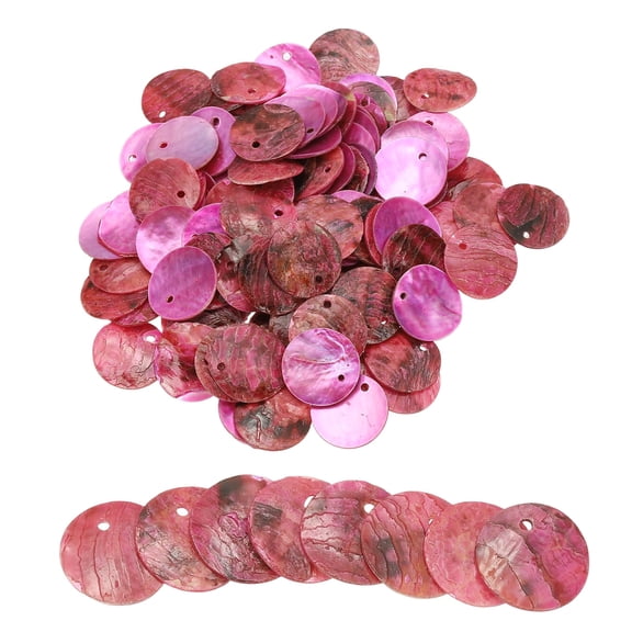 Uxcell 60Pcs Capiz Shells 1.5cm/0.6" Round Natural Shells with 2 Holes for DIY Craft Decoration, Rose Red