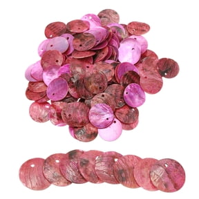 Uxcell 60Pcs Capiz Shells 1.5cm/0.6" Round Natural Shells with 2 Holes for DIY Craft Decoration, Rose Red