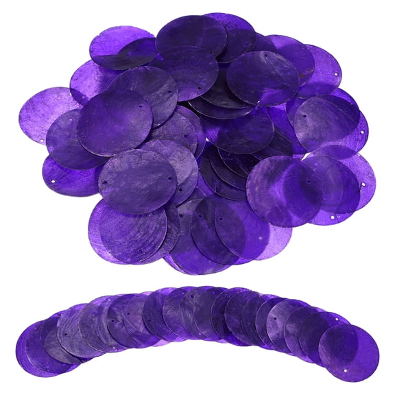 Uxcell 60Pcs Capiz Shells, 5cm/2" Round Natural Shells with 2 Holes for Seashell Wind Chimes Curtain Shell Garland DIY Jewelry Craft Wedding Home Decoration, Dark Purple