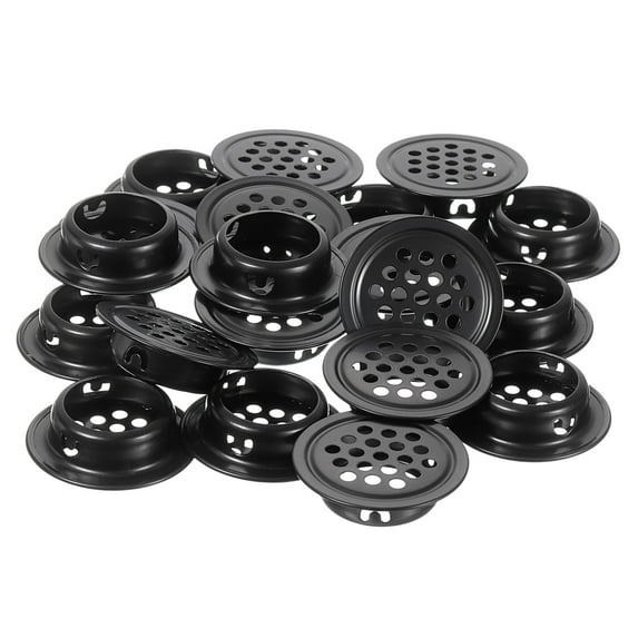 Uxcell 60Pcs Circular Air Vents, 25mm Stainless Steel Mesh Hole Round Soffit Vents for Shoe Cabinet, TV Cabinet, Wardrobe Black