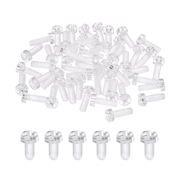 Uxcell 60Pcs Clear Acrylic Screws, M4x12mm PC Plastic Phillips Round Head Bolts