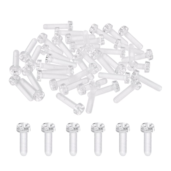 Uxcell 60Pcs Clear Acrylic Screws, M4x16mm PC Plastic Phillips Round Head Bolts