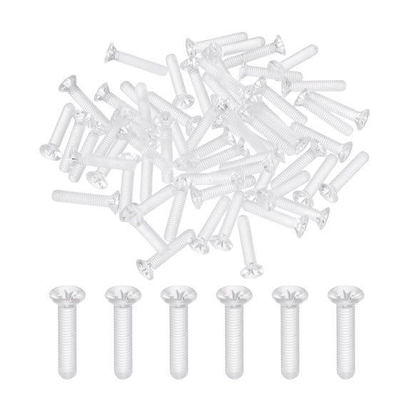 Uxcell 60Pcs M3x15mm Plastic Phillips Machine Screws, Insulated PC Countersunk Screws