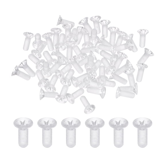 Uxcell 60Pcs M3x8mm Plastic Phillips Machine Screws, Insulated PC Countersunk Screws