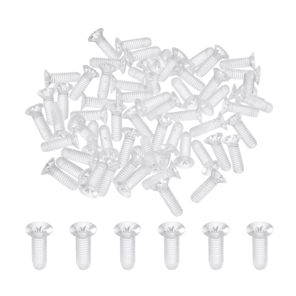 Uxcell 60Pcs M4x12mm Plastic Phillips Machine Screws, Insulated PC Countersunk Screws