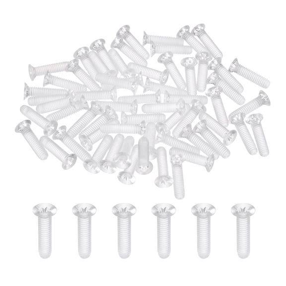 Uxcell 60Pcs M4x16mm Plastic Phillips Machine Screws, Insulated PC Countersunk Screws