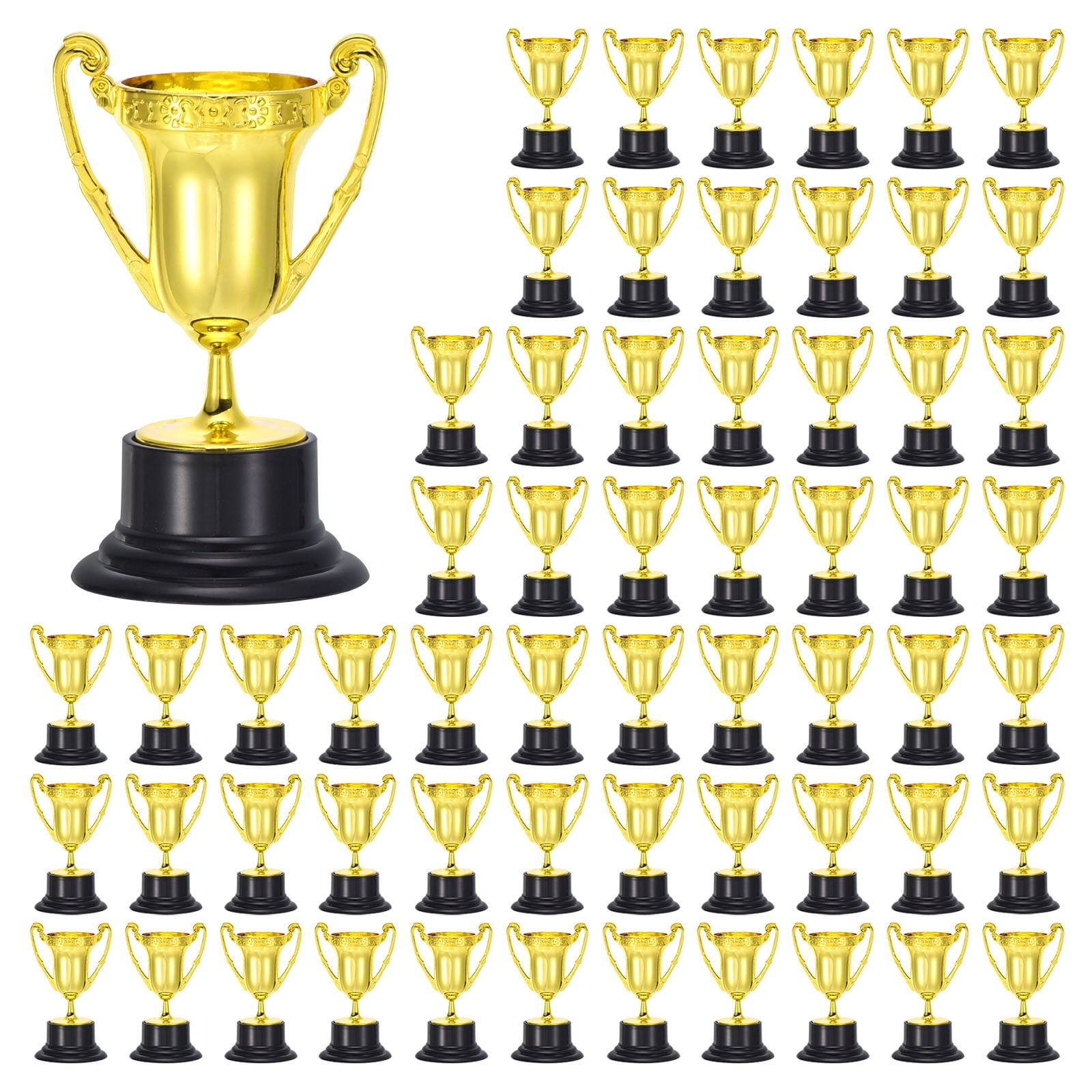 Uxcell 60Pcs Mini Gold Trophies Award Cups Plastic 3.3Inch Small Trophy Prizes for Sports Soccer Tournament