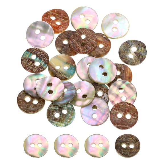 Uxcell 60Pcs Natural Shell Buttons, 11.5mm 2-Hole Round Shell Craft Sewing Button, Decorative Accessories for Coats, Shirts, Clothing DIY Projects, Beige