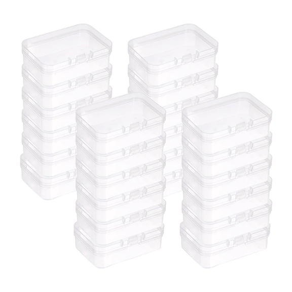 Uxcell 60Pcs Plastic Storage Containers, Rectangular Mini Clear Organizer with Lids, Transparent Storage Boxes for Beads, Small Craft Items, Jewelry Hardware, (45" x 20" x 2.56")