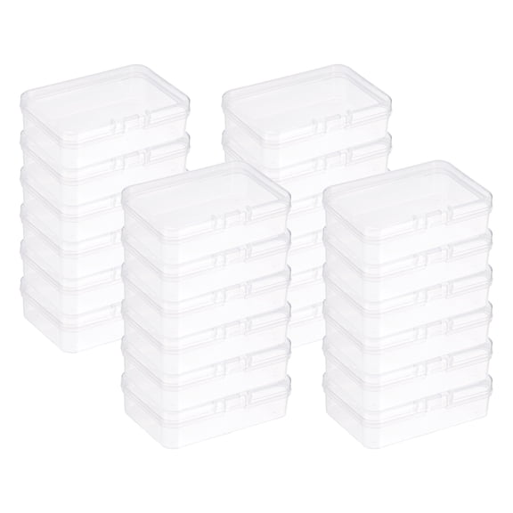 Uxcell 60Pcs Plastic Storage Containers, Rectangular Mini Clear Organizer with Lids, Transparent Storage Boxes for Beads, Small Craft Items, Jewelry Hardware, (50" x 20" x 2.95")