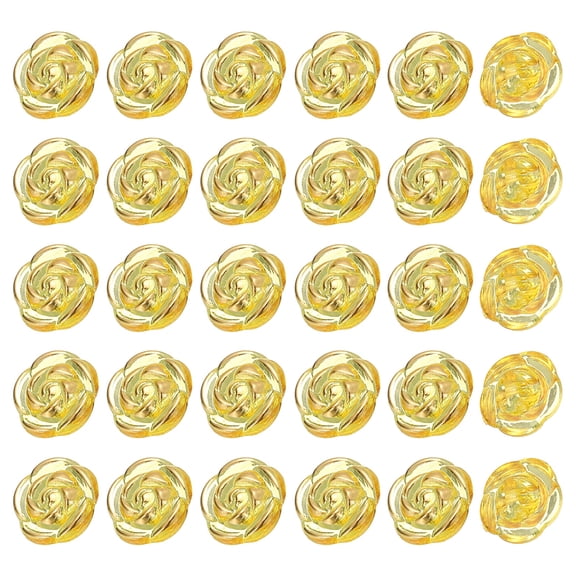 Uxcell 60Pcs Rose Flower Buttons, 13mm Acrylic Cute Buttons for Clothes, Yellow/Gold