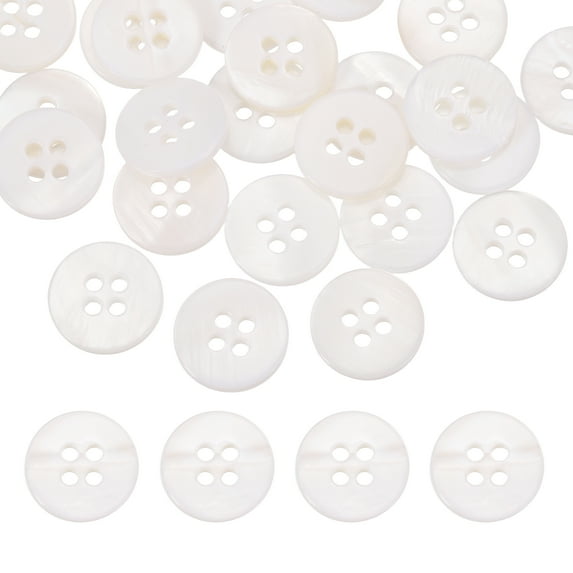 Uxcell 60Pcs Round Natural Shell Buttons,11.5mm 4 Holes Mother of Pearl Craft Seashell Sewing Buttons for Clothes Shirts Dresses Sewing DIY Craft Making, Beige
