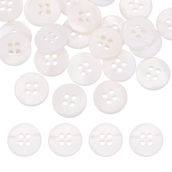 Uxcell 60Pcs Round Natural Shell Buttons,11.5mm 4 Holes Mother of Pearl Craft Seashell Sewing Buttons for Clothes Shirts Dresses Sewing DIY Craft Making, Beige