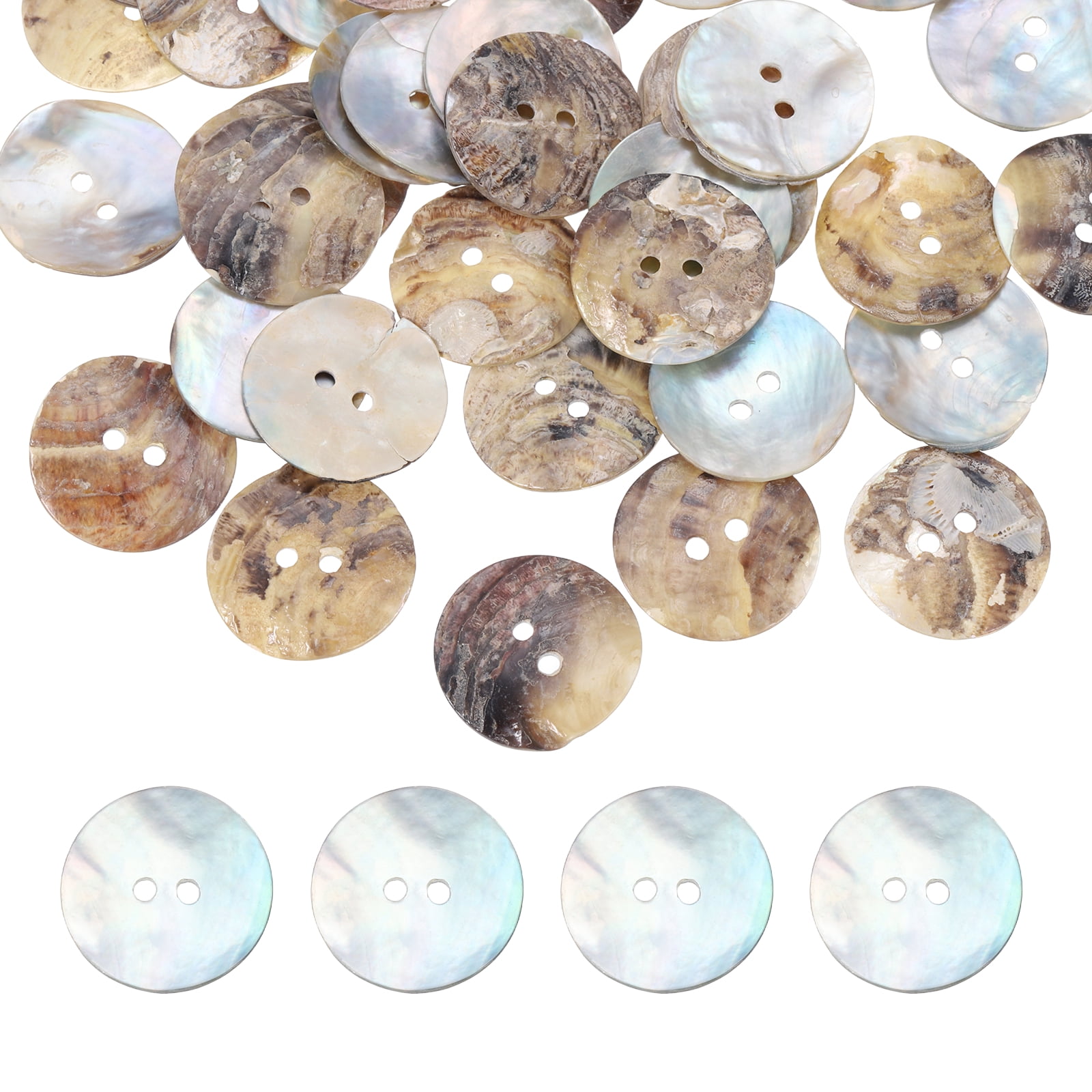 Grey Shell Buttons Uxcell 60Pcs Round Natural Shell Buttons,20mm 2 Holes Mother of Pearl ...